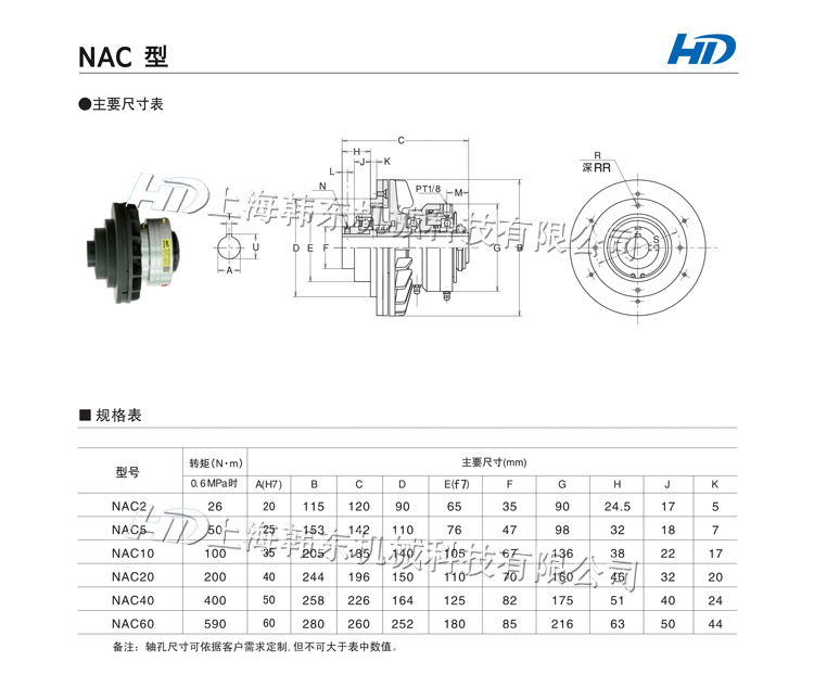 氣動(dòng)離合器NAC-60規(guī)格型號(hào)